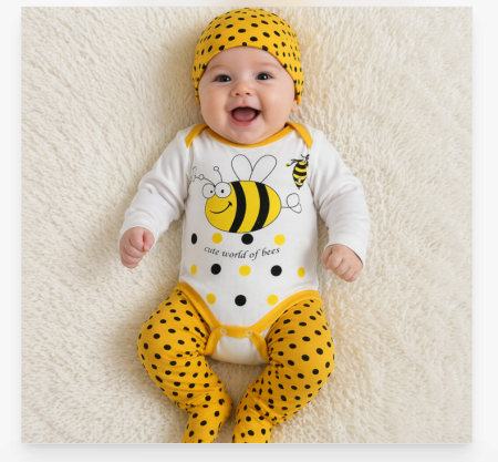 Haine bebe fetite - Set compleu 3 piese, albinuta grasunica