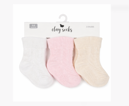Haine bebe fetite - Set de 3 perechi de Șosete, Fibre bumbac natural si bambus, 0-6 luni, cod 111