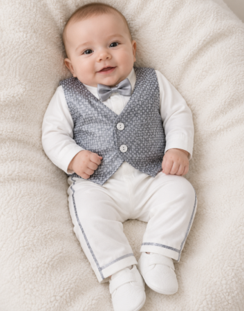 Costum botez - Set de botez elegant pentru bebeluși - ținută completă pentru ceremonii speciale, 0-3 luni