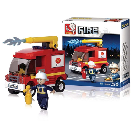 Noutati - Set de constructie Fire, 75 piese, Autospeciala pompieri, mica - Sluban