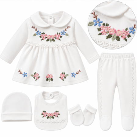 Hainute bumbac organic - Set din bumbac organic pentru bebeluși - 5 piese, 0-3 luni