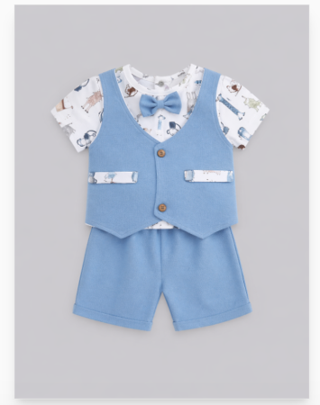 Costumase - Set elegant pentru băieți din bumbac, pentru vara, albastru