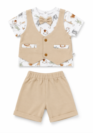 Costumase - Set elegant pentru băieți din bumbac, pentru vara, Bej