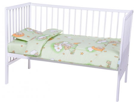 Lenjerii 7 piese - Set lenjerie 7 piese bumbac Beberoyal, pentru saltea de 120 x 60 cm, ambalata in gentuta transport