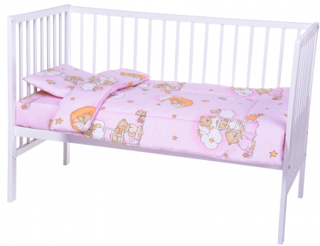 Lenjerii 7 piese - Set lenjerie 7 piese bumbac Beberoyal, pentru saltea de 120 x 60 cm, ambalata in gentuta transport