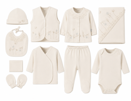 Costumase primavara-vara - Set Maternitate, Nou-Născut, Bumbac Organic, broderie si dantela