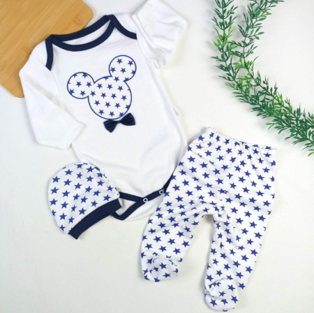Costumase vara-primavara - Set nou nascut, 3 piese, Mickey