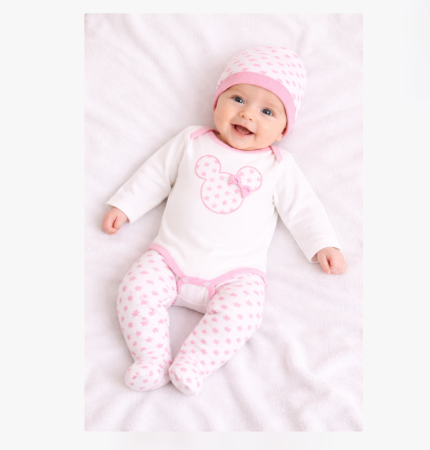 Costumase primavara-vara - Set nou nascut, 3 piese, Stil Minnie
