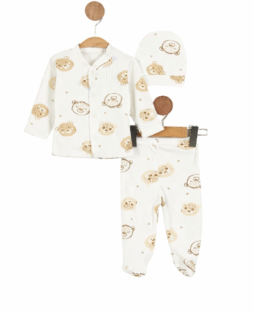 Noutati - Set nou nascut, 3 piese, ursuleti, Maro, 0-3 luni