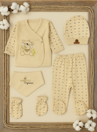 Set nou nascut - Set Nou născut 5 Piese, Bumbac organic