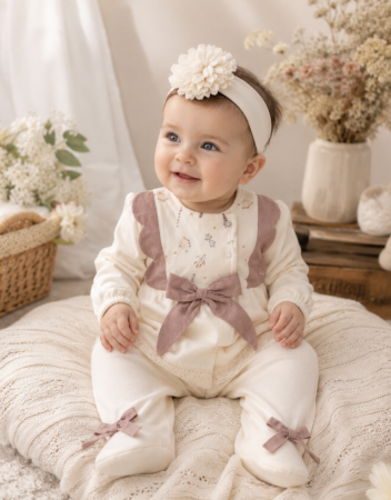 Haine bebe fetite - Set nou nascut, Bumbac Organic, Luxury, 0-3 luni