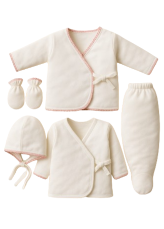 Set nou nascut - Set nou nascut, cu 5 piese, 0-3 luni, cu 2 bluzite, roz