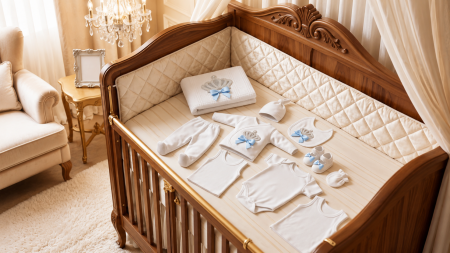 Costum botez - Set Nou-Născut Premium, Pentru maternitate, 10 Piese din Bumbac cu Păturică, Regal, Bleu
