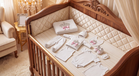 Trusou botez - Set Nou-Născut Premium, Pentru maternitate, 10 Piese din Bumbac cu Păturică, Regal, Roz