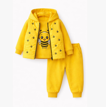 Trening - Trening copii 3 piese cu vestă galbena, model albinuta