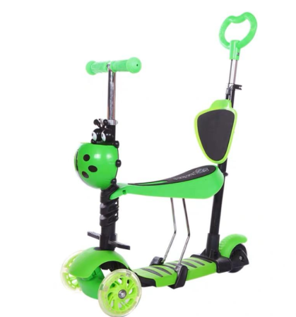 Trotinete si biciclete - Trotineta 5 in , cu 3 roti si scaunel, Cu control parental si scaunel detasabil, Varsta 2-7 ani