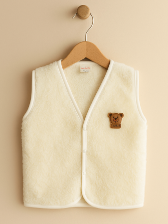 Haine bebe baietei - Vestă groasa, Ivoire