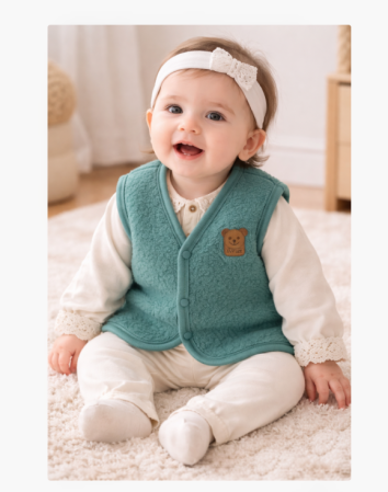 Veste bebe - Vestă groasa, Verde