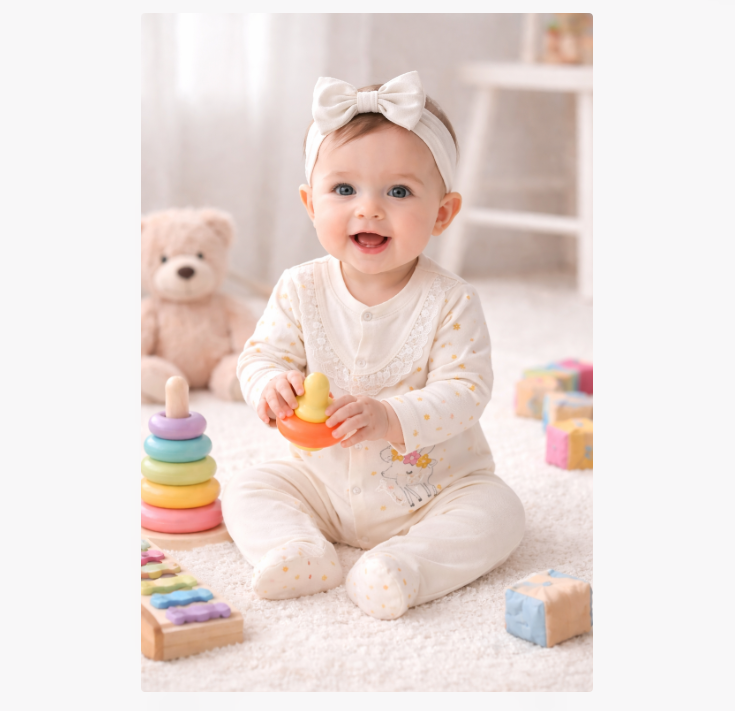 Salopeta cu bentita asortata, Caprioara cu coronita de flori, Alb [2]