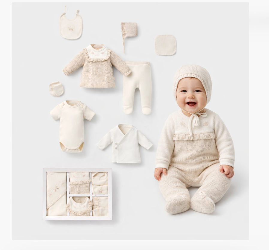 Set 10 piese, Bumbac organic, Vintage Beige [2]