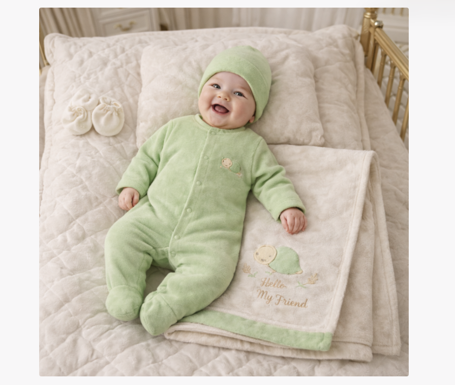 Set 10 piese, Bumbac organic pieptanat, Vintage Green [2]