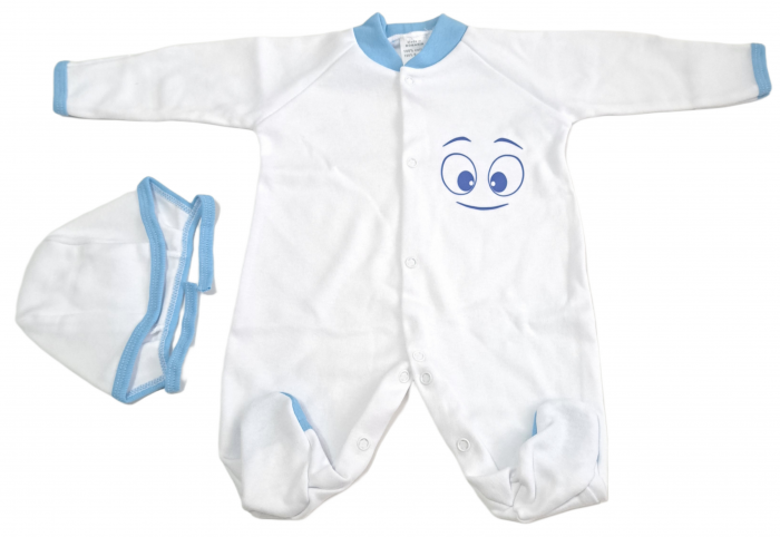 Salopetă cu căciuliță  – Alb cu Bleu [1]