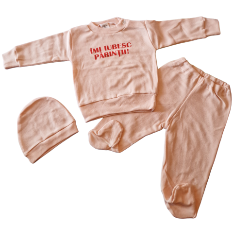 Seturi bebelusi si copilasi - Set 3 piese hăinuțe nou-născut, Fabricat in Romania, Bumbac