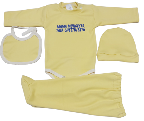 Costumase / Seturi Bebelusi - Set 4 piese hăinuțe nou-născut, Fabricat in Romania, Bumbac