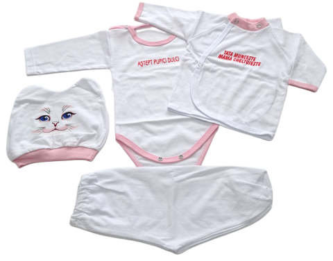 Costumase / Seturi Bebelusi - Set 4 piese hăinuțe nou-născut, Fabricat in Romania, Bumbac