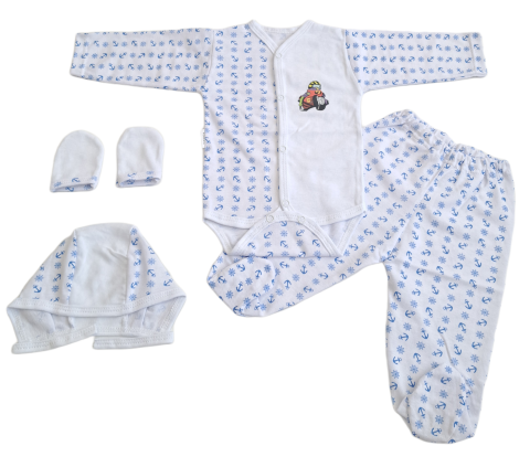 Seturi bebelusi si copilasi - Set 4 piese hăinuțe nou-născut, Fabricat in Romania, Bumbac