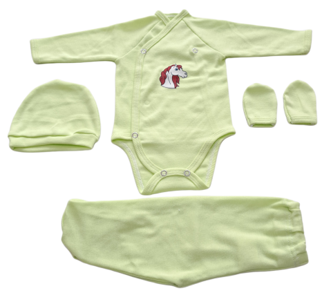 Costumase / Seturi Bebelusi - Set 4 piese hăinuțe nou-născut, Fabricat in Romania, Bumbac