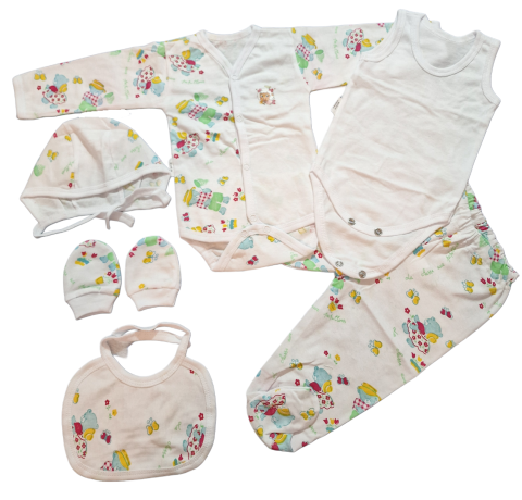 Seturi bebelusi si copilasi - Set 6 piese hăinuțe nou-născut, Fabricat in Romania, Bumbac