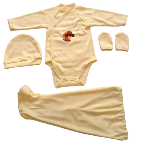 Costumase / Seturi Bebelusi - Set 4 piese hăinuțe nou-născut, Fabricat in Romania, Bumbac