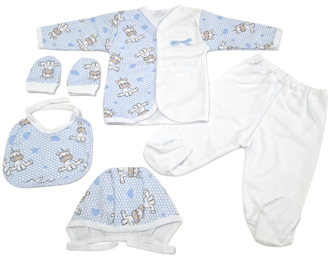 Marime 0 - 3 luni - Set 5 piese bebeluși, Bumbac 100%, Fabricat în România