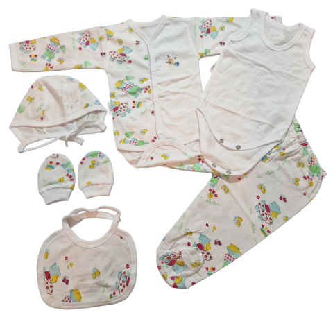Seturi bebelusi si copilasi - Set 6 piese hăinuțe nou-născut, Fabricat in Romania, Bumbac