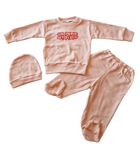 Seturi bebelusi si copilasi - Set 3 piese hăinuțe nou-născut, Fabricat in Romania, Bumbac