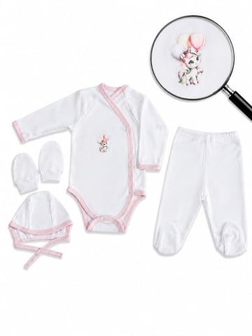 Costumase / Seturi Bebelusi - Set 4 piese hăinuțe nou-născut, Fabricat in Romania, Bumbac
