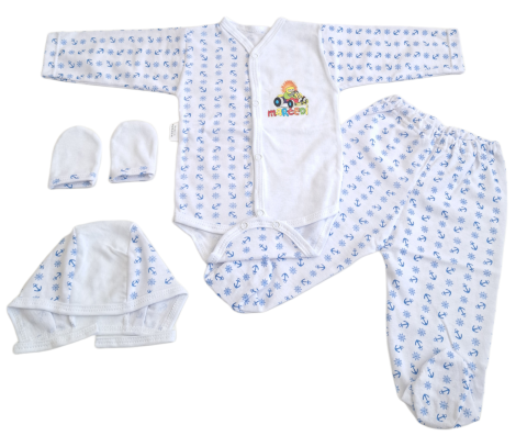 Seturi bebelusi si copilasi - Set 4 piese hăinuțe nou-născut, Fabricat in Romania, Bumbac