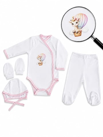 Costumase / Seturi Bebelusi - Set 4 piese hăinuțe nou-născut, Fabricat in Romania, Bumbac
