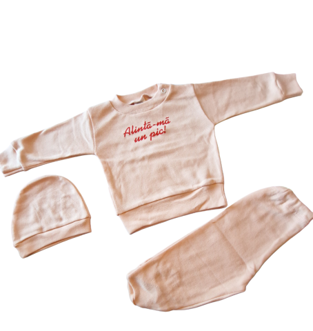 Seturi bebelusi si copilasi - Set 3 piese hăinuțe nou-născut, Fabricat in Romania, Bumbac