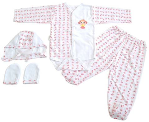 Seturi bebelusi si copilasi - Set 4 piese hăinuțe nou-născut, Fabricat in Romania, Bumbac