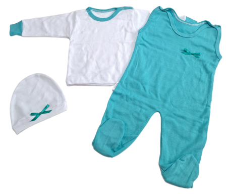 Hainute 0 - 3 luni - Set Salopeta, Body si Caciula Fabricat in Romania Bumbac