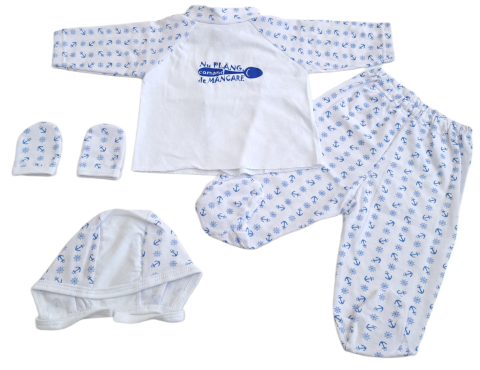 Costumase / Seturi Bebelusi - Set 4 piese, hăinuțe nou-născut, Fabricat in Romania, Bumbac