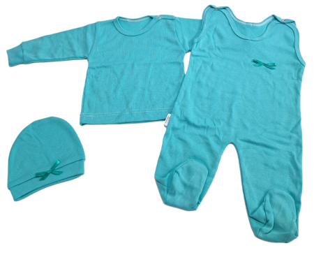 Hainute 0 - 3 luni - Set Salopeta, Body si Caciula Fabricat in Romania Bumbac