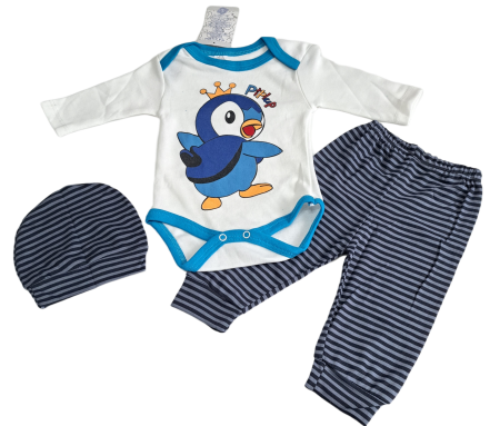 Hainute 0 - 3 luni - Costumas 3 piese Bumbac