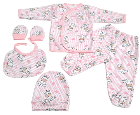 Marime 0 - 3 luni - Set 5 piese bebeluși, Bumbac 100%, Fabricat în România