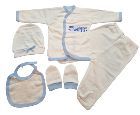 Costumase / Seturi Bebelusi - Costumas, Set 5 piese bebeluși, Bumbac 100%, Fabricat în România