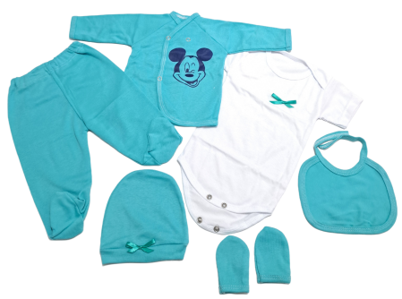 Marime 0 - 3 luni - Set 6 piese hăinuțe nou-născut, Fabricat in Romania, Bumbac