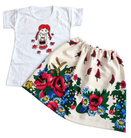 Rochite & Veste & Fustite - Tricou si Fustita, Set 2 piese hăinuțe copilasi , Fabricat in Romania, Bumbac