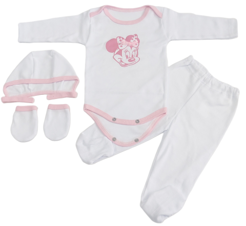 Seturi bebelusi si copilasi - Set 4 piese hăinuțe nou-născut, Fabricat in Romania, Bumbac